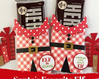 KIT Elf Candy Bar Wrappers, Candy Cards/Party Favor, Christmas Party Treat, Neighbors, Co-Worker Treats, Employees, Teacher Appreciation