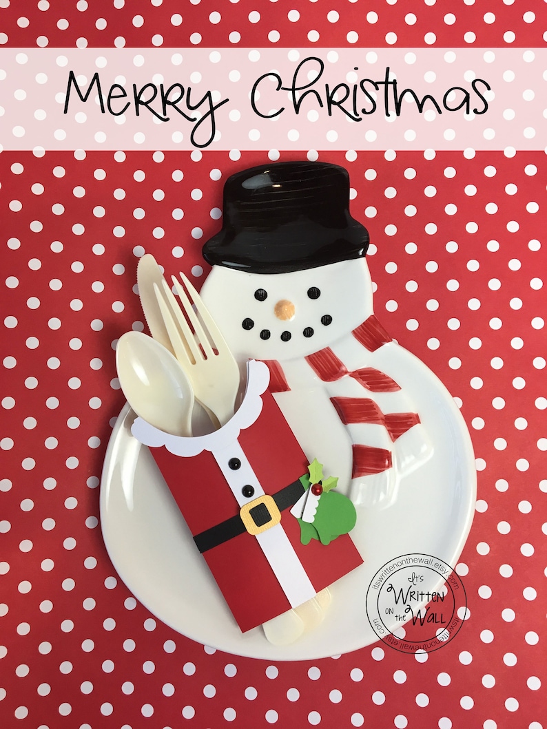 KIT Utensil Holder Santa Claus Party Tableware Christmas Etsy