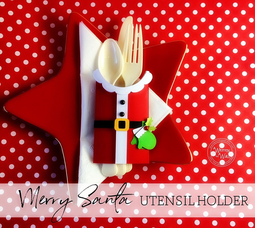 KIT Utensil Holder Santa Claus Party Tableware Christmas Etsy
