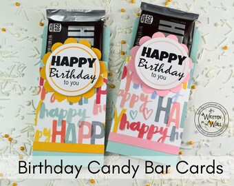 KIT Birthday Candy Cards/Candy Bar Wrappers / Office Staff / CoWorker Treats / Employee Birthday Gifts / Friends / School Staff