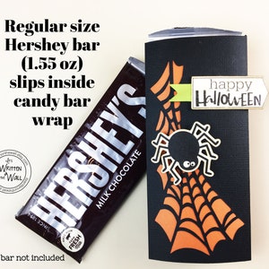 KIT Halloween Candy Bar Wrappers / Spider Web Candy Card, Halloween Treats, Gifts, Party Favor, Game Prize, Hershey, Classroom treats image 1
