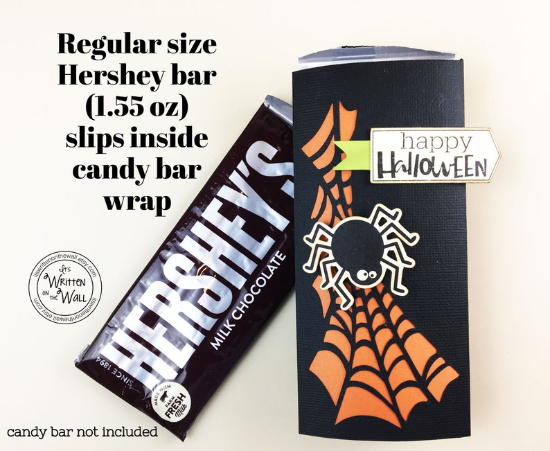 KIT Halloween Candy Bar Wrappers / Spider Web Candy Card, Halloween Treats, Gifts, Party Favor, Game Prize, Hershey, Classroom treats image 1