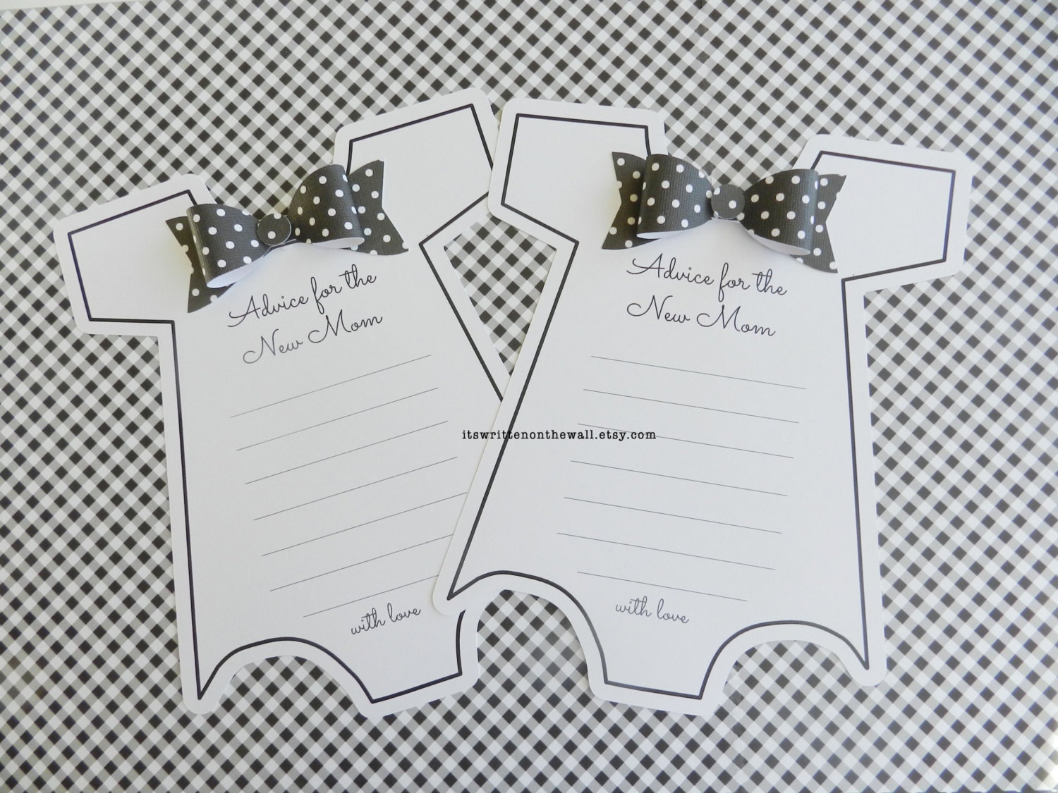 KIT Baby Shower Game Onesie With Black Bowtie Advice for Etsy