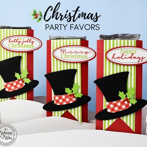 KIT Christmas Candy Bar Wrappers, Carolers Top Hat, Co-Worker Treat, Candy Card, Employee gift, Party favors, Candy Bar Sleeve, DIY Kit