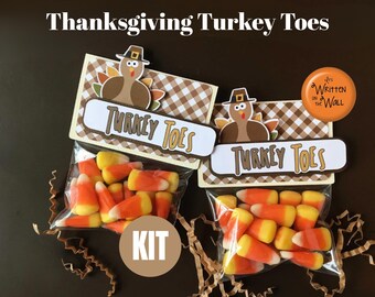 KIT Thanksgiving Turkey Toes Treat Bag Place Setting, Table Decor, Office Staff, Employees Treat
