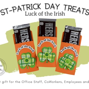 KIT Candy Card/St Patrick Employee Gifts Candy Bar Wrappers Party Favor Teacher Appreciation, Co-Workers Gift Employees Appreciation image 1