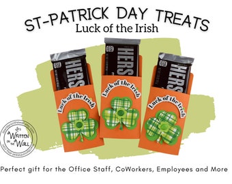 KIT Candy Card/St Patrick Employee Gifts | Candy Bar Wrappers | Party Favor | Teacher Appreciation, Co-Workers Gift | Employees Appreciation