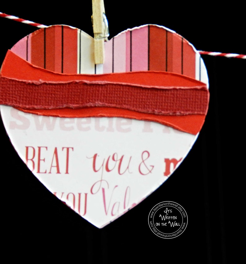 KIT Heart Banner / Valentine's Day Decor / Torn Hearts / Etsy