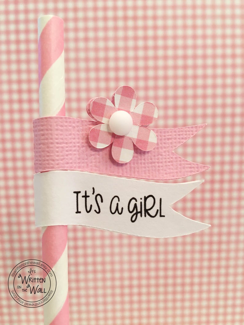 Kit Baby Shower Straws Straw Flags It S A Girl Drink Etsy