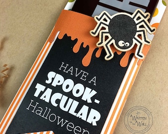 KIT Halloween Spook-Tacular Spider Candy Bar Wrappers, Halloween Treats, Gifts, Party Favor, Game Prize,  Co-Worker, Office Staff, Employees