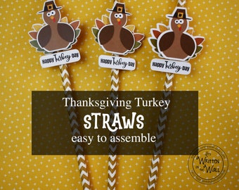 KIT Thanksgiving Turkey Straws, Kids Place Setting, Thanksgiving Kids Table, Decor, Thanksgiving Tableware, Turkey Straws, Soda Straws,