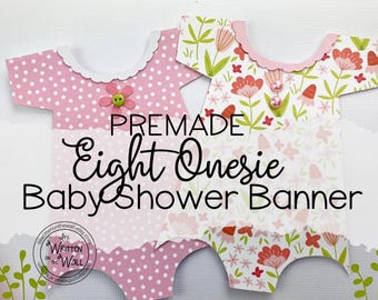 Guirnalda prefabricada de 8 mamelucos para baby shower: Guirnalda rosa para niñas, decoración para fiestas