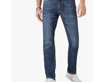 Jeans da uomo Lucky Brand 410 Athletic Straight Coolmax Stretch, taglia 34W x 30L, nuovi con etichette.