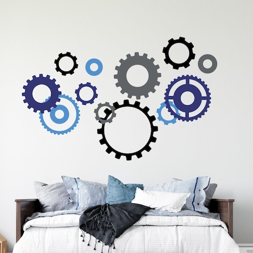 Gears Wall Decal Steampunk Sign Cogs Wheels Kids Children Gift Etsy