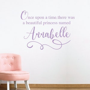 Princess room decor, Girl name wall decal, Once upon a time wall decal, Princess wall decal, Personalized wall decals, Girls room decor R127