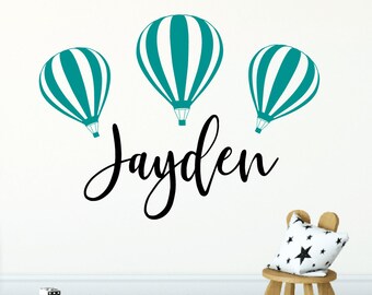 Hot Air Balloon Decorations, Vinyl Name Decal, Kids Room Decor, Kids Wall Letters Hot Air Balloon Nursery Name Sticker Decal Name Wall Decal