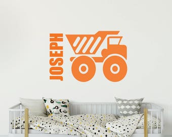 Personalized wall decals, Construction wall decals, Wall decals for boys, Construction truck decal, Wall stickers for kids DB193