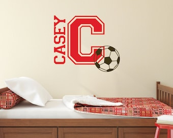 Soccer ball decal, Name wall decals, Soccer decor, Personalized wall decals, Sports decals, Boys room decor, Wall letters for nursery 396