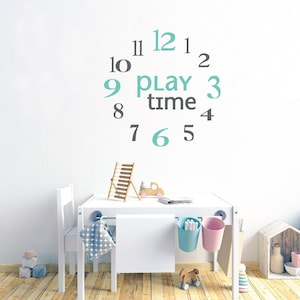 Large Wall Clock, Clock Numbers, Kids Playroom Sign, Playroom Wall Decor, Playroom Art Wall Clock, Unique Wall Clock For Kids, Large Clock