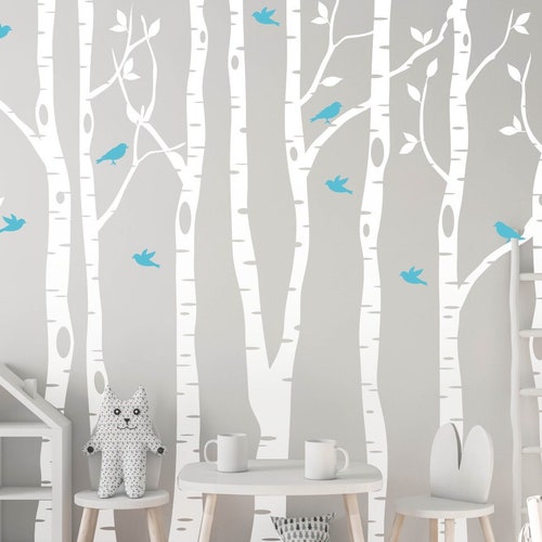 Baby Nursery Wall Decals White Birch Trees Decal Tree Wall Etsy