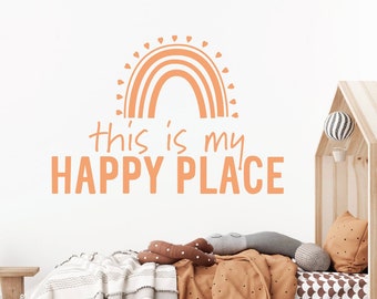 Happy Place Rainbow Wall Decal, Kids Room Decor