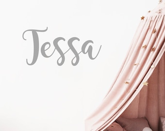 Personalized Girl Wall Decal, Vinyl Baby Nursery Name Sticker, Kids And Teen Bedroom Decor, Large or Small Script Font Sign For Above Crib
