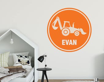 Name wall decal, Construction wall decals, Boys room wall decor, Kids wall stickers, Personalized wall decals, Wall decals for kids DB194