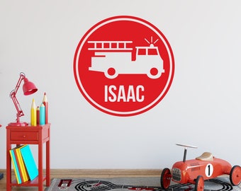Firefighter wall decal, Personalized name wall decal, Fireman decor, Name stickers, Fireman decal, Fireman birthday, Firefighter decal DB143