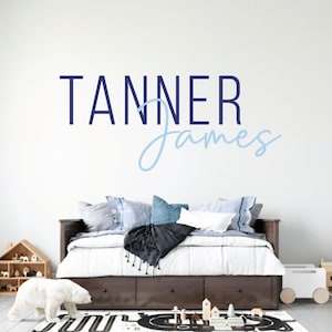 Calcomanía de vinilo con nombre personalizado, calcomanía con letra cursiva personalizada, letrero de arte de pared con segundo nombre, decoración extraíble para habitación de niños, bricolaje fácil