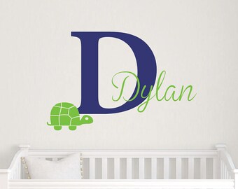 Turtle decal, Name wall decal, Turtle wall art, Wall letters for nursery, Turtle baby shower, Wall letter decals, Turtle decor, DB120