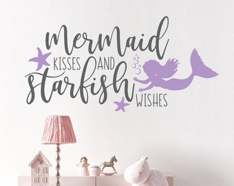 MERMAID Stars Vinyl Wall Decal Girls Quote Art Saying Words Nursery Room