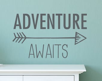 Adventure awaits wall decal, Arrow wall decal, Boys adventure nursery wall decal, Adventure wall decal, Aztec decal, Boys room decor DB427