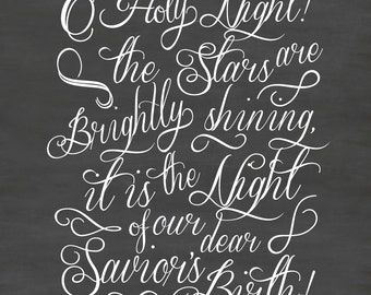 O Holy Night vinyl decal, Christmas chalkboard quote, Christmas wall decal, DB342
