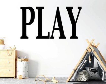 Customizable Large Play Sign For Playroom, Personalized Big Letters Wall Vinyl Stickers, Alphabet Decal for Kids Room, Childs Name Art Sign