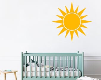 Calcomanía de pared de sol, calcomanía de pared de sol, calcomanía de pared de guardería, calcomanías de sol de vinilo, calcomanía de guardería de sol, decoración de pared de sala de juegos, decoración de sol