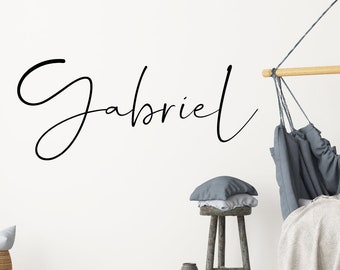 Personalized Boy Name Wall Decal, Vinyl Baby Nursery Sticker, Kids And Teen Bedroom Decor, Large or Small Cursive Font Sign For Above Crib
