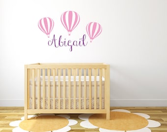 Hot air balloon name stickers, Personalized wall decals, Girls wall decals, Name wall decals, Baby wall decals, Baby nursery decor  DB330