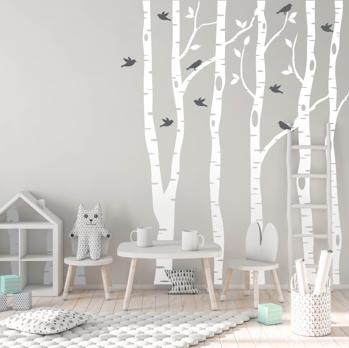 Birch Tree Nursery Wall Decal Forest and Woodland Tree Wall Etsy