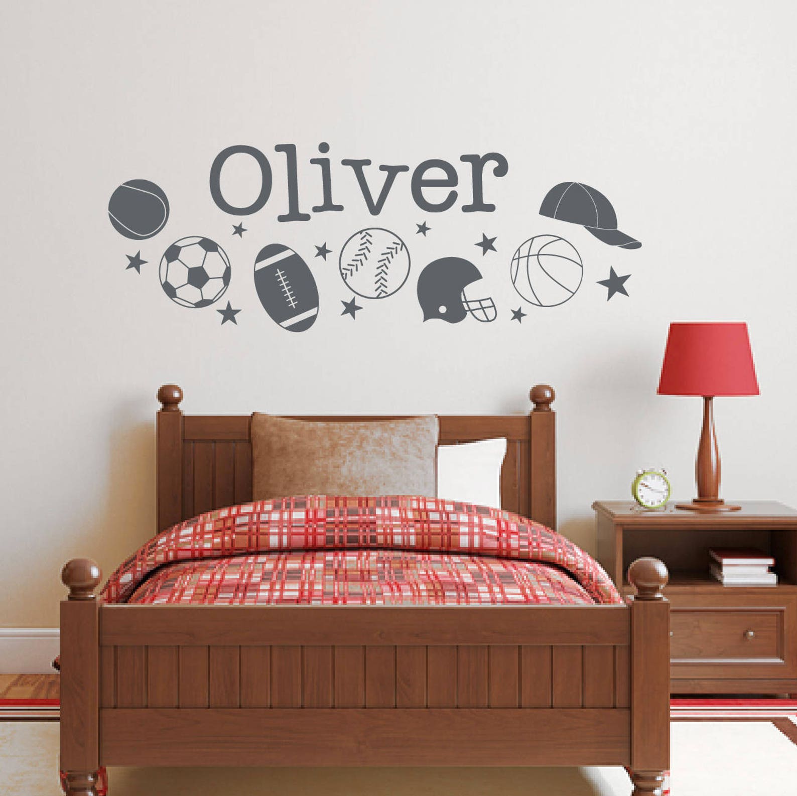 Sports decals Sports stickers Name decals Sports wall Etsy