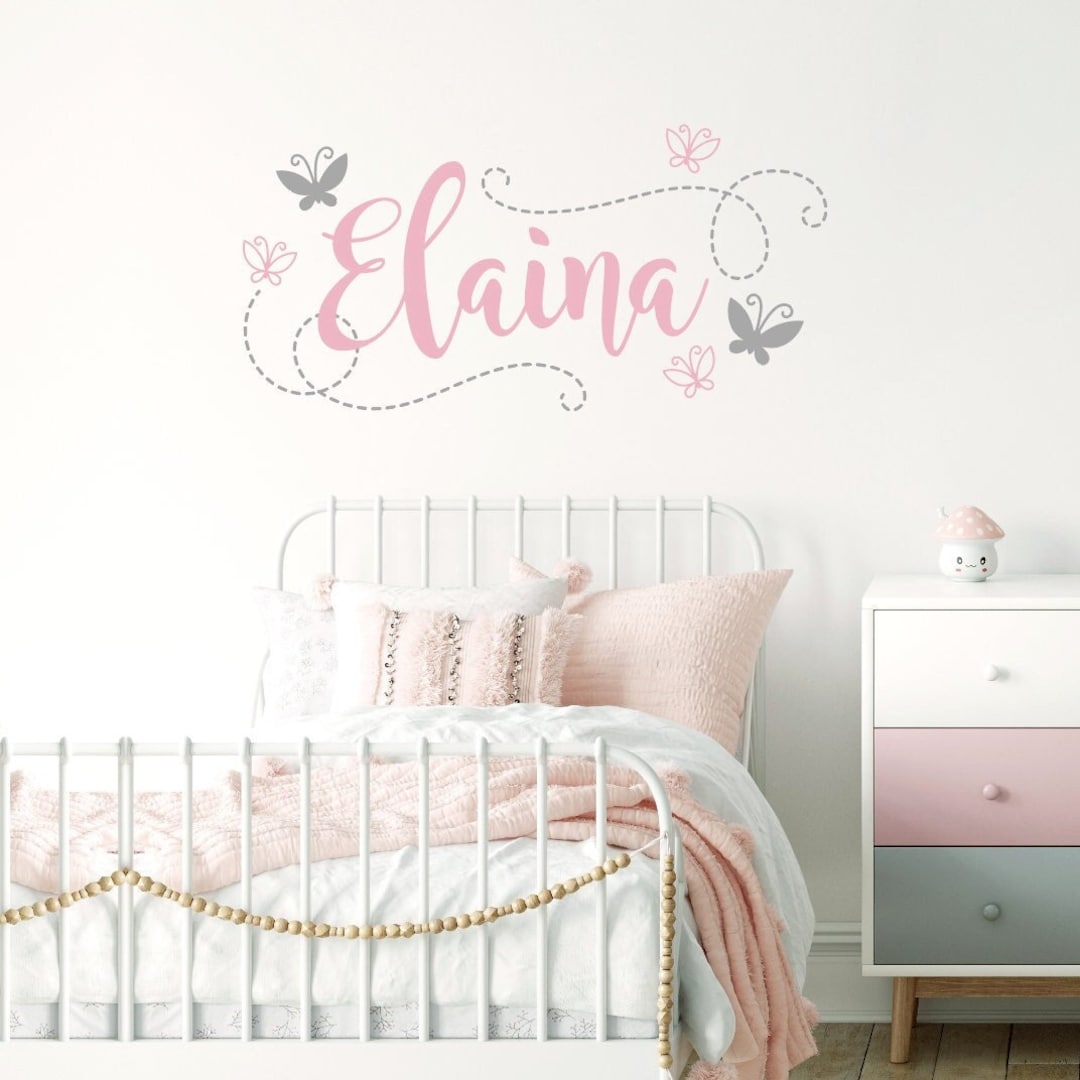 Girl Butterfly Wall Decals, Girl Name Decal, Butterfly Nursery Wall ...
