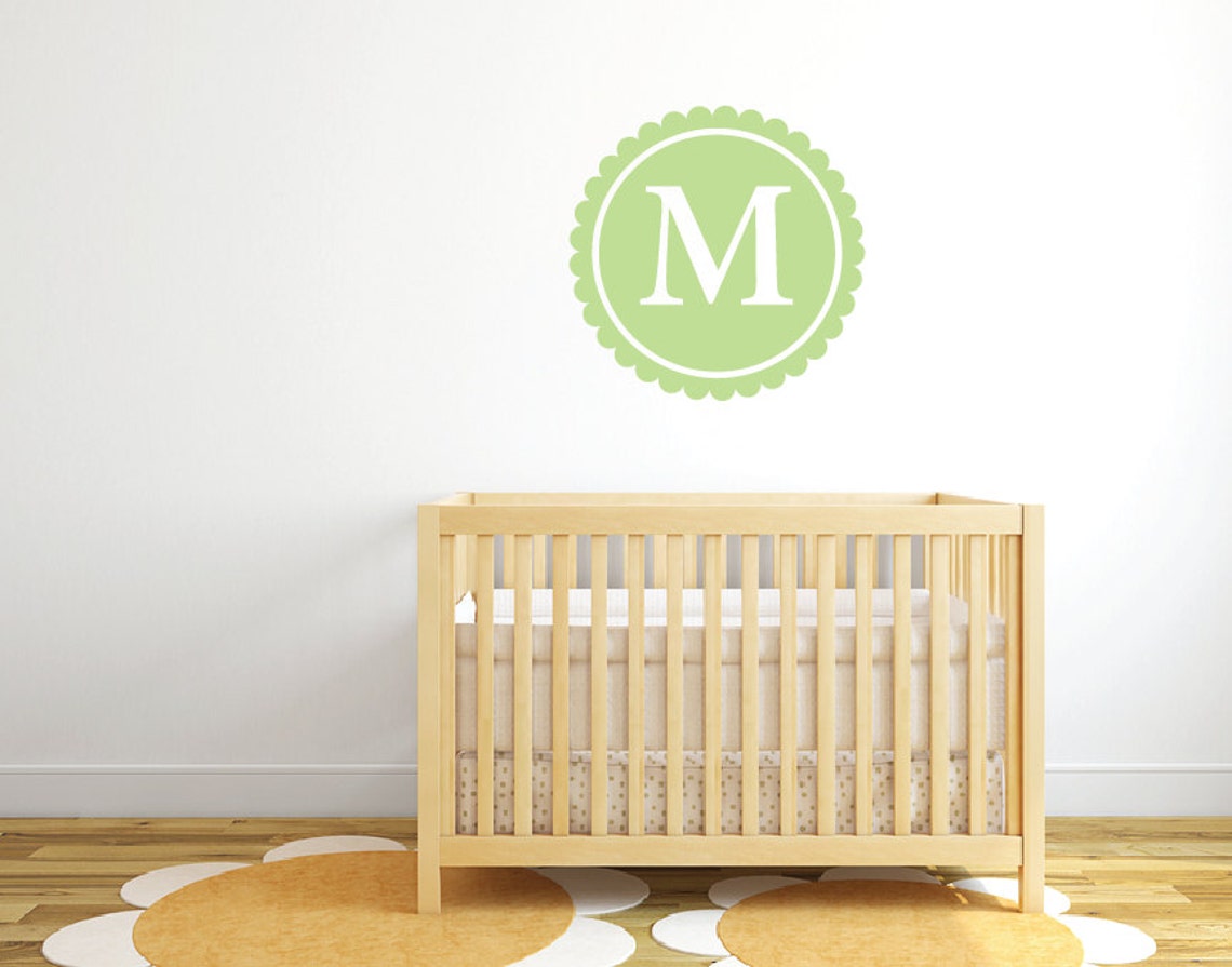 Monogram Decals Girls Wall Decals Nursery Wall Letters Etsy