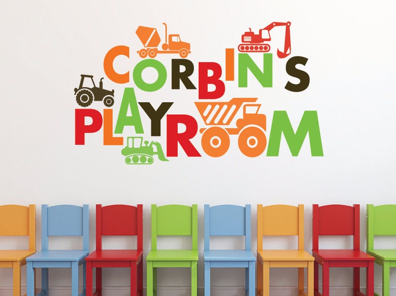 Construction Wall Decals Playroom Wall Decals Construction Etsy