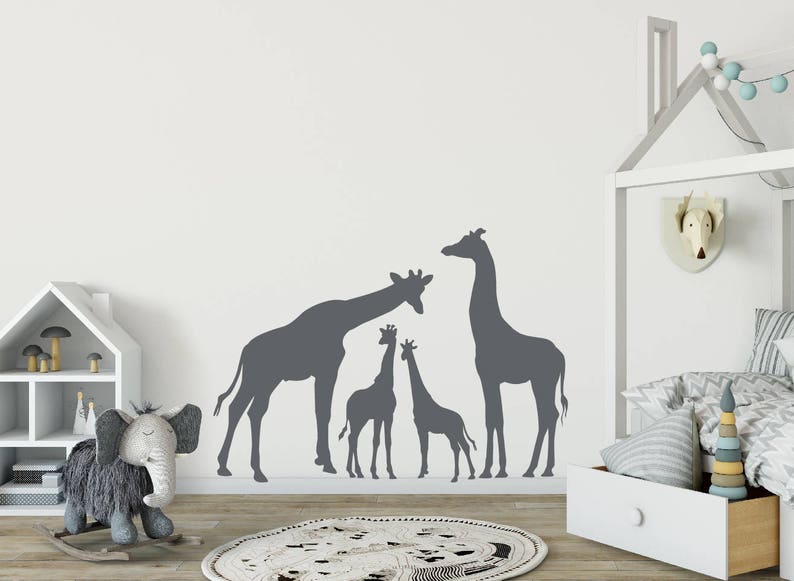 giraffe wall decal jungle animal wall decals kids wall | etsy