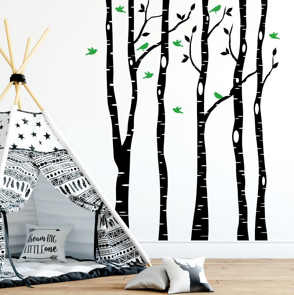 Birch Tree Nursery Wall Decal Forest and Woodland Tree Wall Etsy