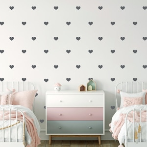 Heart wall decals, Nursery wall decal, Gold heart wallpaper, Accent wall decals, Heart wall decor, Peel and stick heart stickers