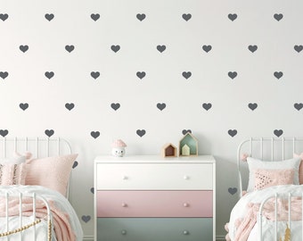 Heart wall decals, Nursery wall decal, Gold heart wallpaper, Accent wall decals, Heart wall decor, Peel and stick heart stickers