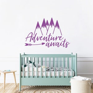 Mountain Wall Decal, Adventure Awaits Wall Decor, Mountain Sticker ...