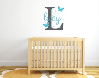 Butterfly wall decals, Monogram stickers, Personalized baby gifts, Girls bedroom decor, Nursery wall decals, Girls wall decals  DB310