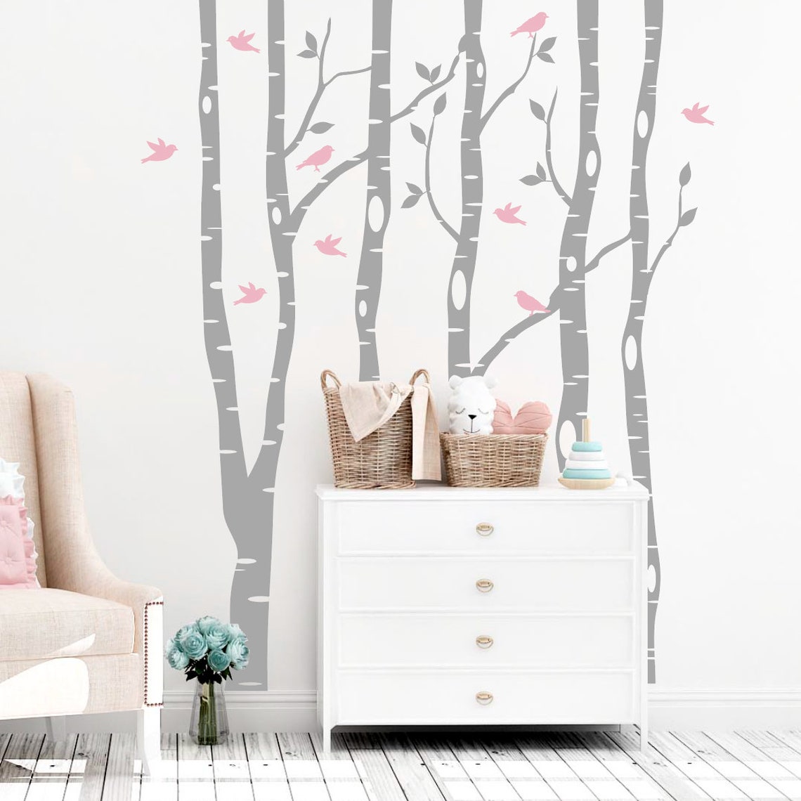 Birch Tree Nursery Wall Decal Forest and Woodland Tree Wall Etsy