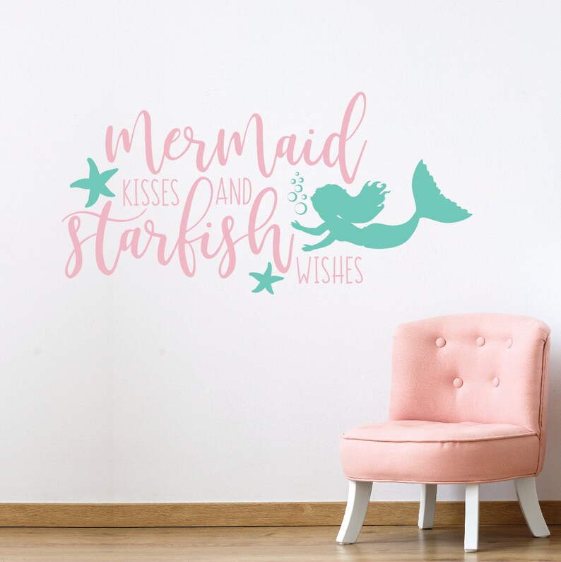 Mermaid wall art for girls room decor Mermaid decal for Etsy